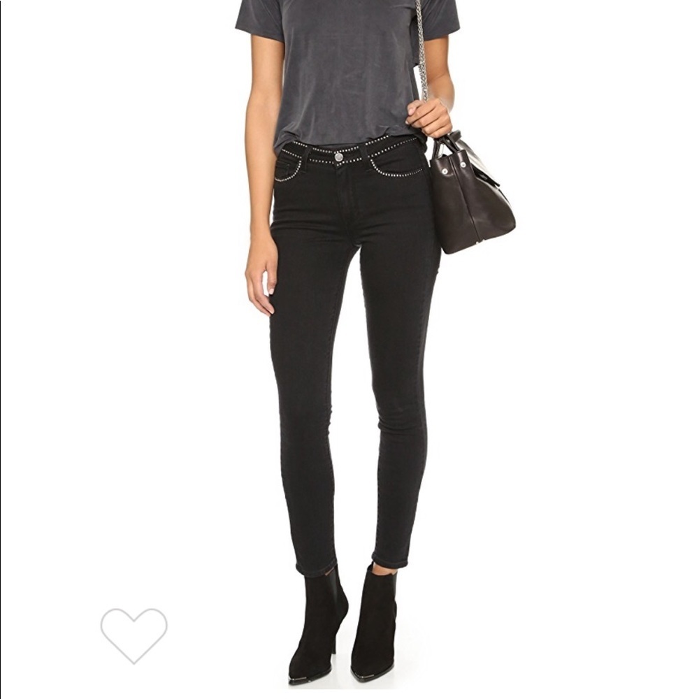 • Paige • Hoxton Ankle Skinny Jeans Studded Black